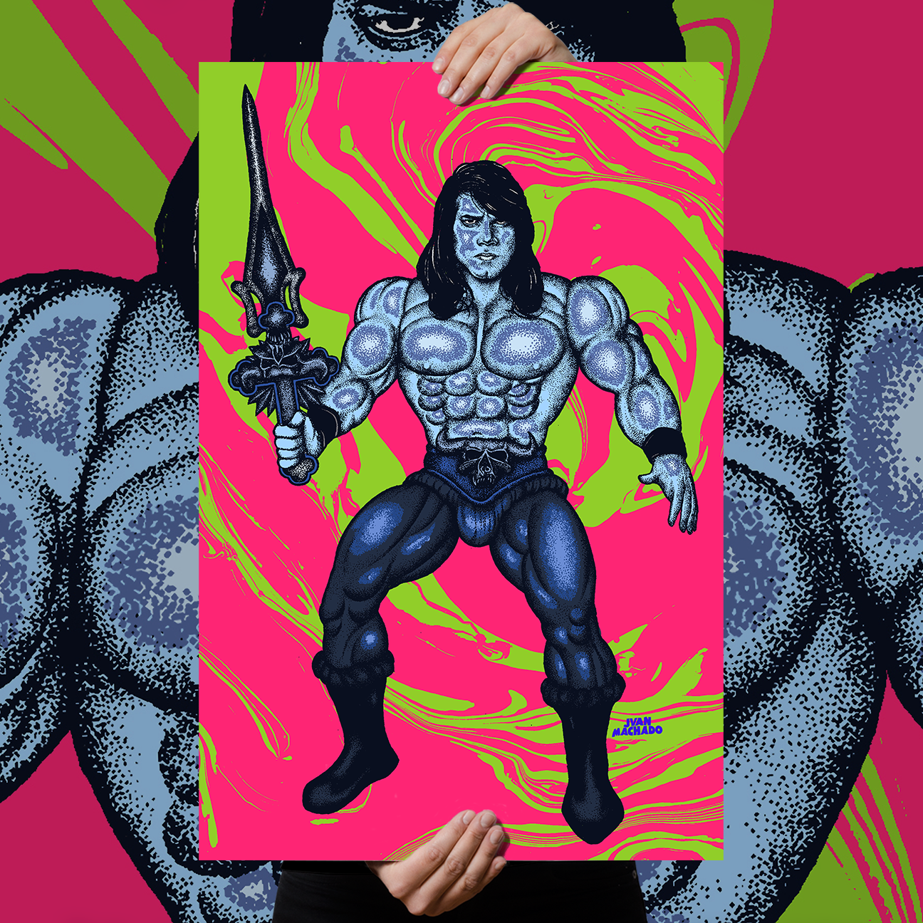 Juan Machado "Evil Elvis: Groovy Edition" Giclee Print