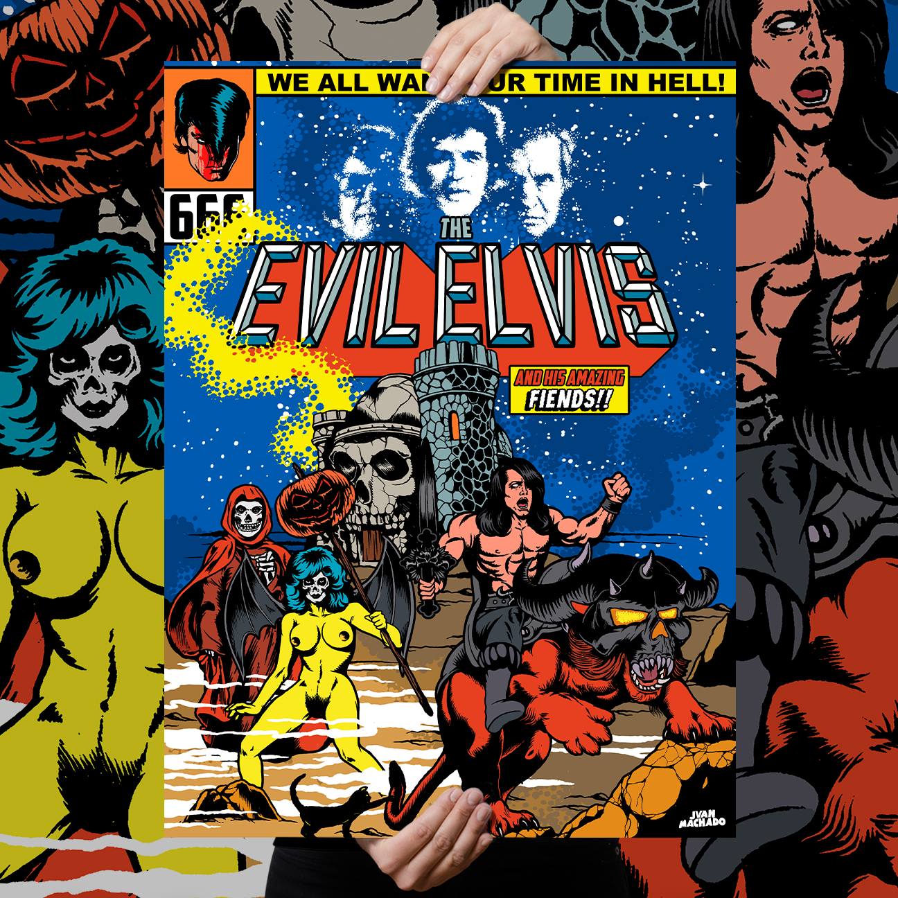 Juan Machado "Evil Elvis Origins" Giclee Print