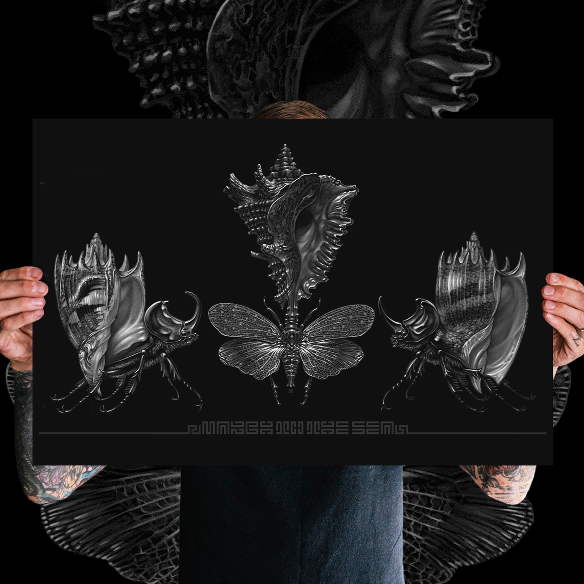 Marald Van Haasteren "March To The Sea: Black (w/ Text)" Giclee Print