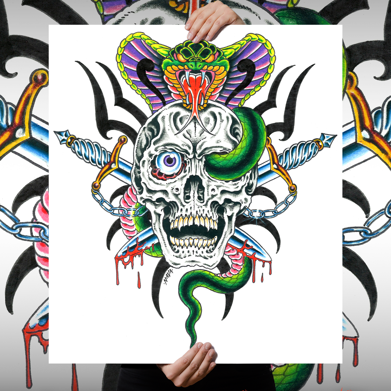Marc Nava "Cobra and Skull" Giclee Print